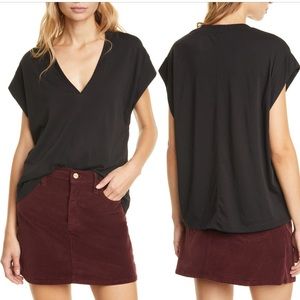 Frame V Neck Tee in Black Size Large